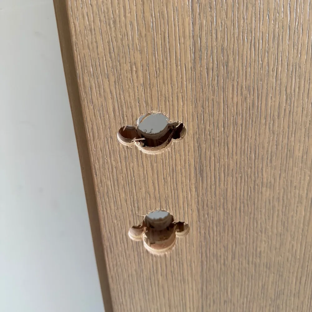 Hardware prep on the door face