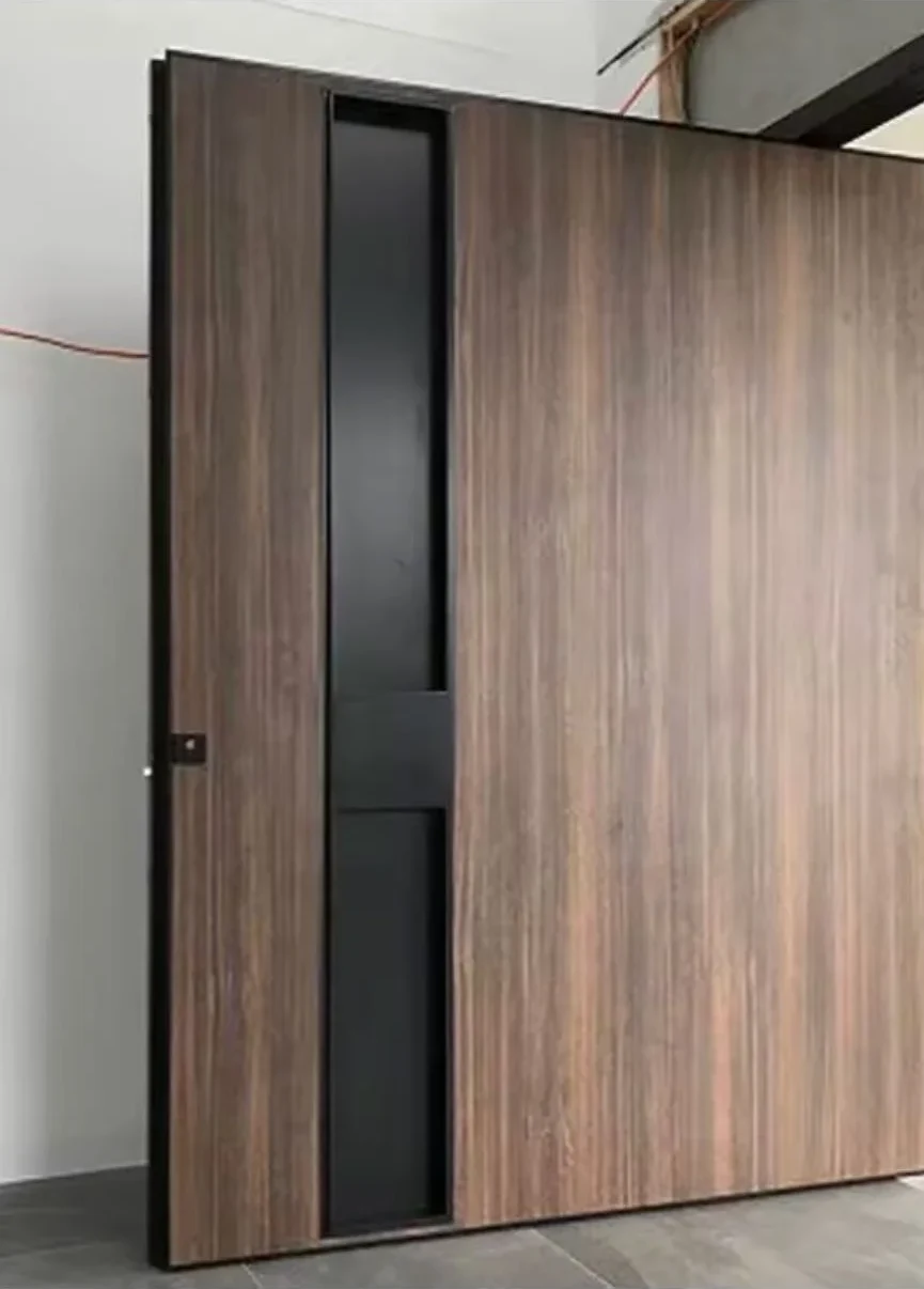 Reference image of a wood veneer pivot door, sent by a client